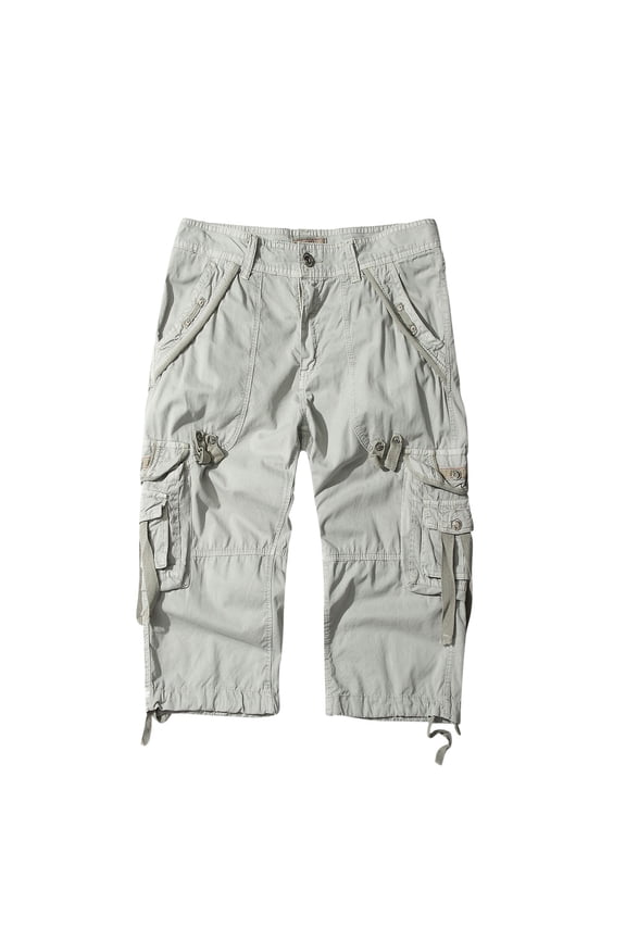 Men's Cargo Shorts 3/4 Relaxed Below Knee Capri Cargo Pants Cotton Gray M