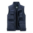 thumbnail image 1 of XFLWAM Men's Cargo Utility Vest Travel Fishing Work Outdoor Safari Vest Jackets with Pockets Casual Quick-drying Loose Hiking Vest Dark Blue 4XL, 1 of 2