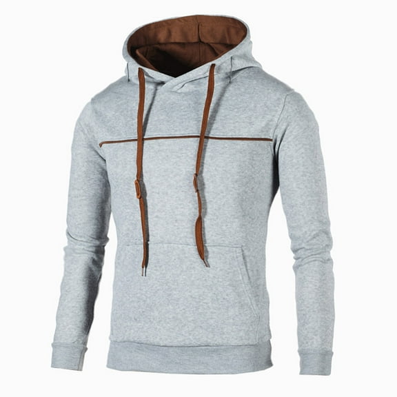 XFLWAM Men's Casual Hoodies Sweatshirt Hipster Gym Long Sleeve Drawstring Solid Color Pullover Hooded Gray XL