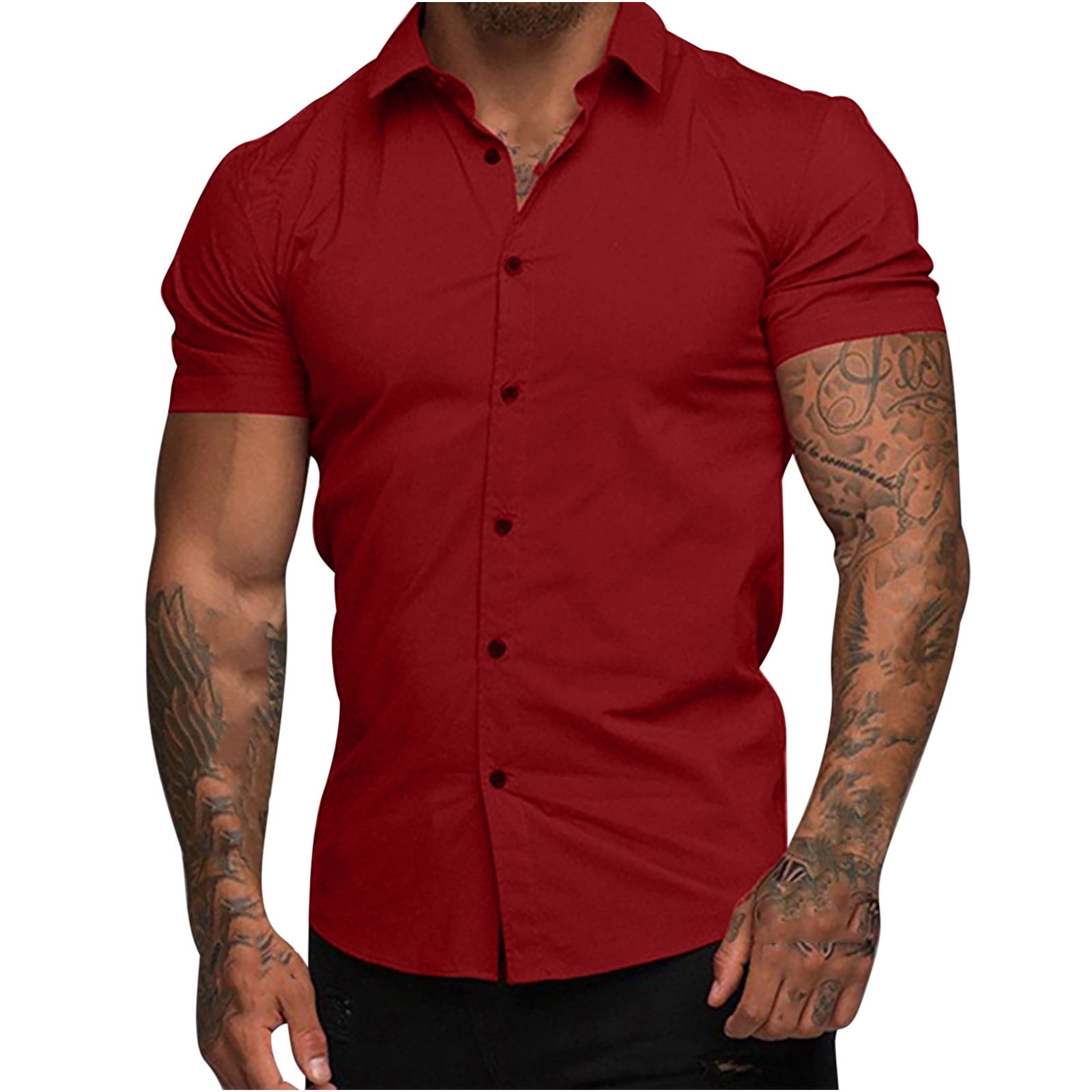 red short sleeve shirt men's