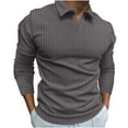 thumbnail image 1 of XFLWAM Men's Fashion Polo Shirts Long Sleeve Knit Stretch Tshirt Casual Stylish Workout V Neck Collared Slim Fit Muscle Tops Gray S, 1 of 8