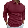 thumbnail image 1 of XFLWAM Men's Fashion Polo Shirts Long Sleeve Knit Stretch Tshirt Casual Stylish Workout V Neck Collared Slim Fit Muscle Tops Wine Red S, 1 of 8