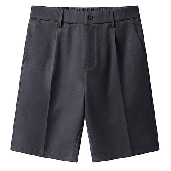 XFLWAM Men's Flat Front Pleat Dress Shorts for Golf Casual and Formal Wear Dark Gray L