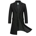 thumbnail image 1 of XFLWAM Men's Full Length Winter Trench Coat Double Breasted Wool Blend Long Windbreaker Notch Lapel Peacoat Overcoat Black M, 1 of 7