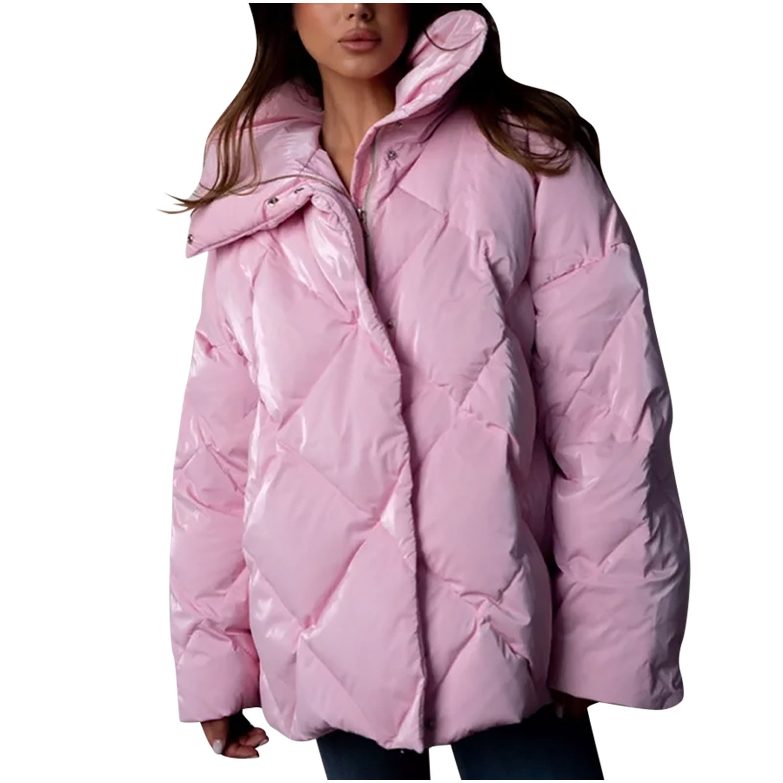 XFLWAM Men's Glossy Padded Winter Coat Metallic Full Zip Down