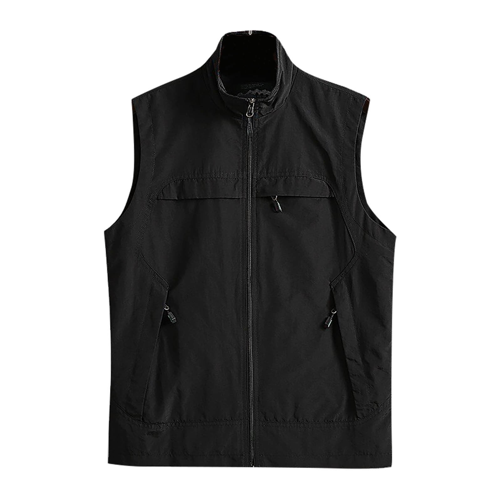 XFLWAM Men's Lightweight Vest Softshell Sleeveless Windproof Jacket with Zipper Pcoket Cycling Travel Hiking Running Golf Black 4XL