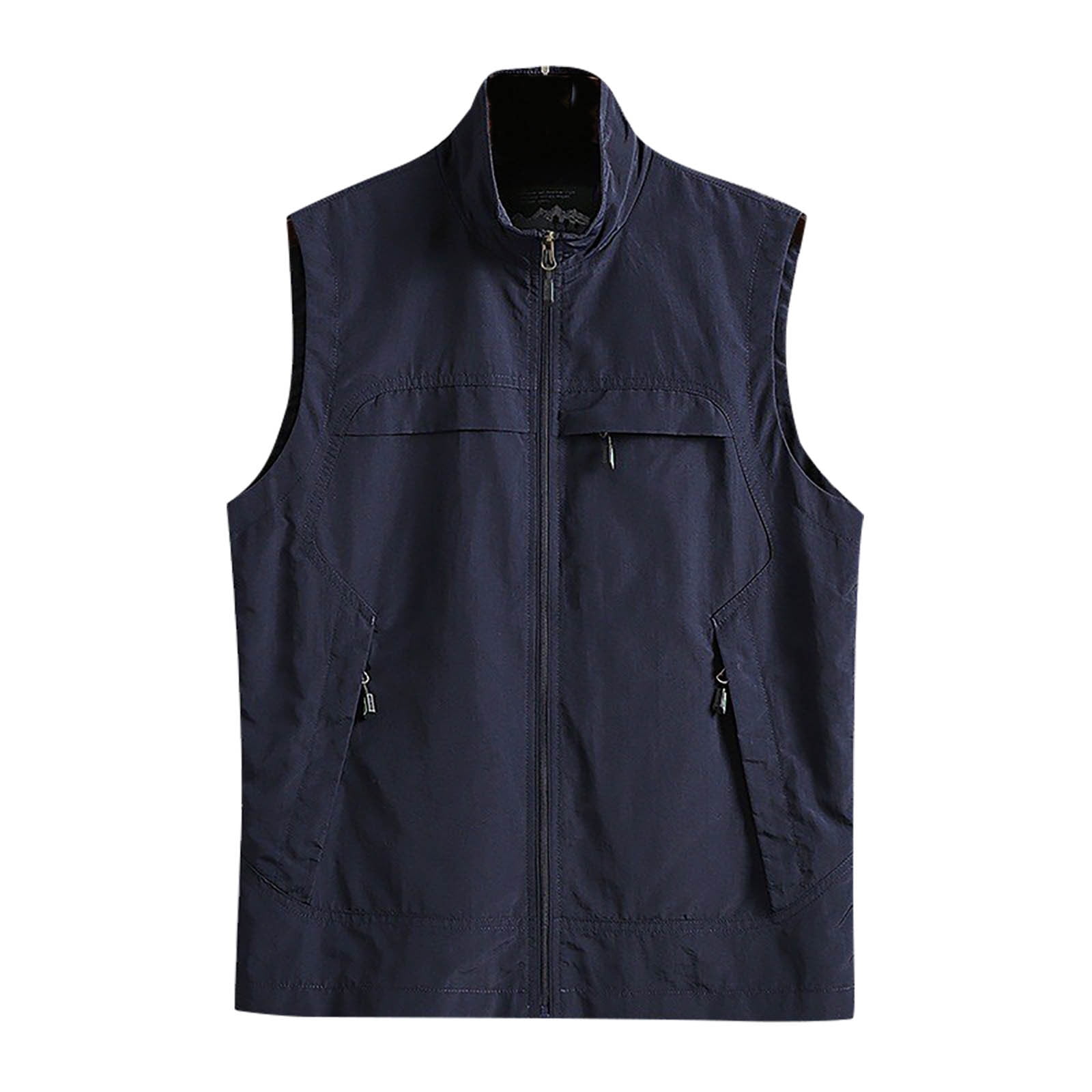 XFLWAM Men's Lightweight Vest Softshell Sleeveless Windproof Jacket with Zipper Pcoket Cycling Travel Hiking Running Golf Blue L