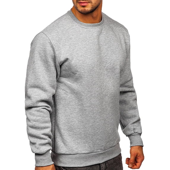 XFLWAM Men's Long Sleeve Crew Neck Sweatshirt Solid Color Pullover Tops Lightweight Casual Workou Sweatshirt Gray L