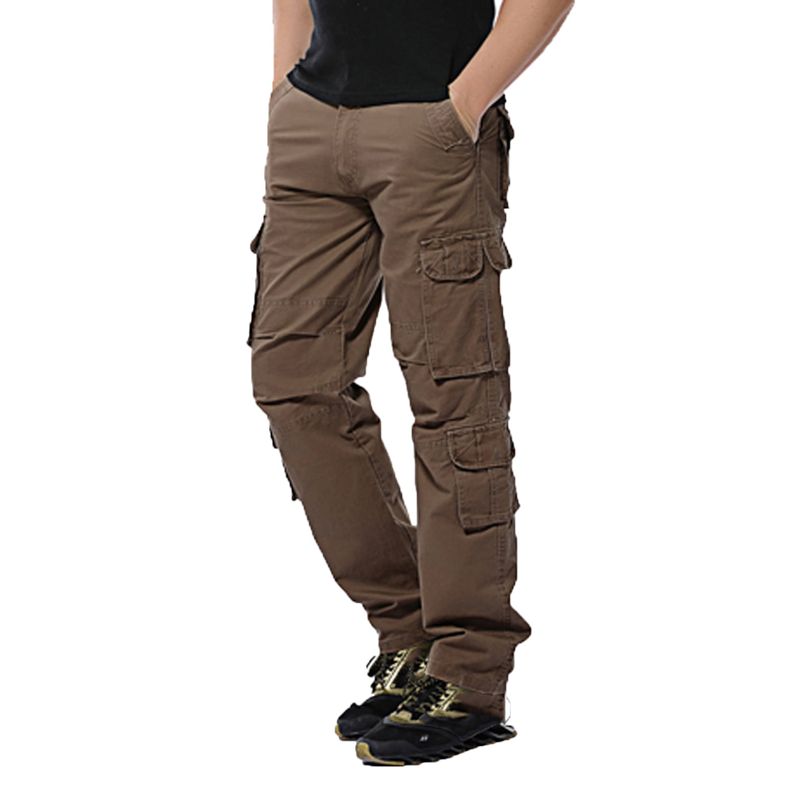 Mens Lightweight Elasticated Waist Cargo Trousers Combat Work Pants Joggers  Pant