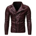 thumbnail image 1 of XFLWAM Men's PU Leather Jacket Causal Belted Faux Leather Motorcycle Jacket Zipper Biker Coat Red XL, 1 of 4
