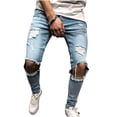 thumbnail image 1 of XFLWAM Men's Ripped Jeans Slim Fit Stretch Distressed Jeans Pants for Men Light Blue XL, 1 of 6