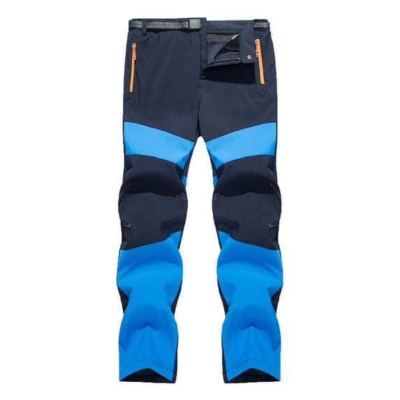 XFLWAM Men's Snow Ski Pants Softshell Fleece Lined Hiking Pants Winter Outdoor Windproof Insulated Snowboard Cargo Pants Blue XL