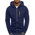 thumbnail image 1 of XFLWAM Men's Sports Fitness Sweater Casual Full Zipper Long-Sleeve Hooded Sweater with Pockets Jogging Track and Field Gym Training Jacket Navy Blue 3XL, 1 of 8