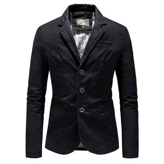 XFLWAM Men's Vintage Business Casual Work Wear Suit Jacket Long Sleeve Sport Coat Single Breasted Formal Blazer Black XL