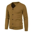 thumbnail image 1 of XFLWAM Mens Cardigans Sweaters Soft V-Neck Solid Color with Buttons Soft Touch Knit Long Sleeve Sweater with Pockets Coffee 3XL, 1 of 4