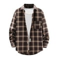 thumbnail image 1 of XFLWAM Mens Casual Long Sleeve Button Down Shirts Fall Winter Plaid Flannel Shirts Lapel Outwear Jackets with Pocket Brown L, 1 of 4