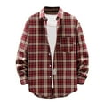 thumbnail image 1 of XFLWAM Mens Casual Long Sleeve Button Down Shirts Fall Winter Plaid Flannel Shirts Lapel Outwear Jackets with Pocket Red M, 1 of 4