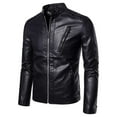thumbnail image 1 of XFLWAM Mens Casual Stand Collar Slim Fit Faux Leather Jacket Biker Motorcycle Jacket Black 3XL, 1 of 8
