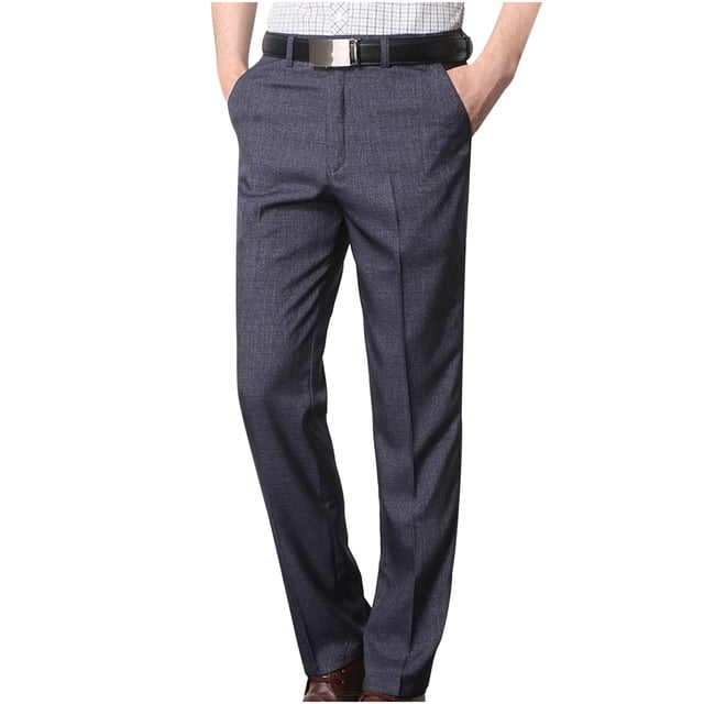 Mens Taupe Expandable Waist Dress Pants - Pleated Front