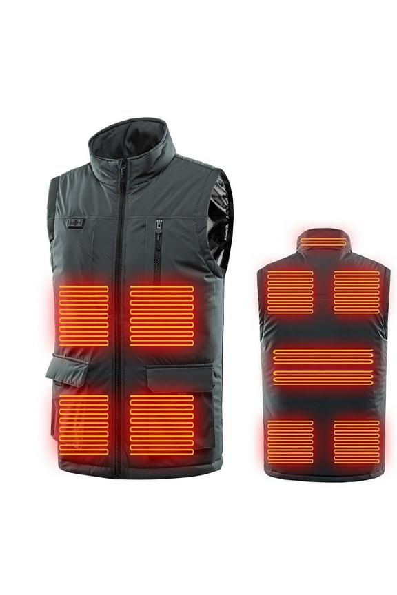 Mens Heated Vest with 3 Heating Levels & 11 Heating Zones, Washable Lightweight Zip Heated Vest Army Green M