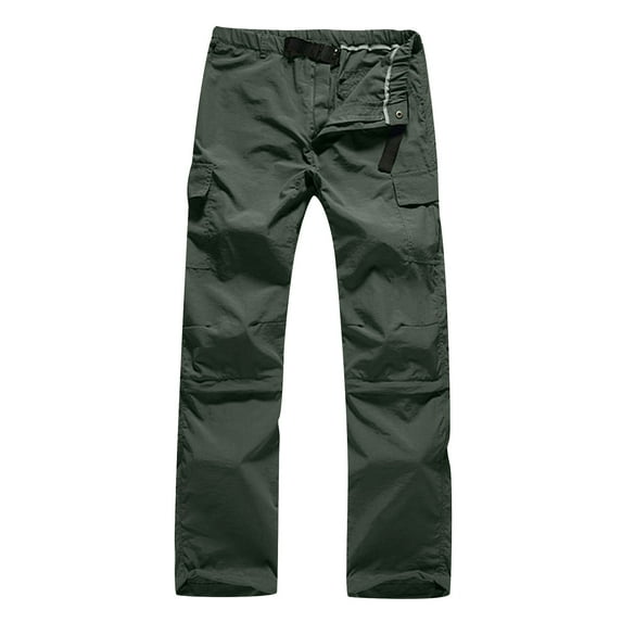 XFLWAM Mens Hiking Convertible Pants Outdoor Waterproof Quick Dry Zip Off Lightweight Fishing Pants Army Green S