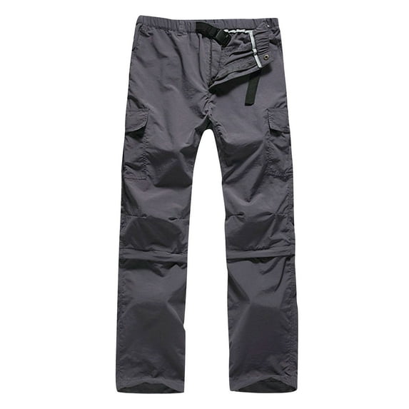 XFLWAM Mens Hiking Convertible Pants Outdoor Waterproof Quick Dry Zip Off Lightweight Fishing Pants Dark Gray M