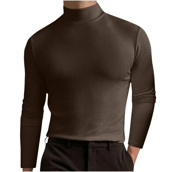 XFLWAM Mens Mock Neck T Shirt Long Sleeve Basic Turtleneck Slim Fit Undershirt Pullover Thermal Solid Color Tops