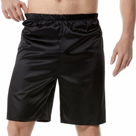 XFLWAM Mens Satin Shorts Sleepwear Satin Pajama Bottom Underwear Silk Shorts Elastic Waist Lounge Sleep Short Pants Black XXL