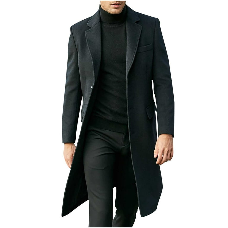 Winter Black Fleece Lining Denim Trench Coat Men Medium Long Hooded Jacket  Thick Warm Casual Cotton Outerwear Male Oversize 4XL