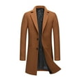 thumbnail image 1 of XFLWAM Mens Single Breasted Trench Coat Winter Wool Blend Pea Coat Oversized Warm Lapel Work Business Jacket Outerwear Coffee XL, 1 of 9