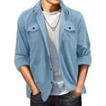 thumbnail image 1 of XFLWAM Mens Suede Shirts Long Sleeve Button Down Shacket Casual Work Western Regular Fit Shirt Jacket, 1 of 8
