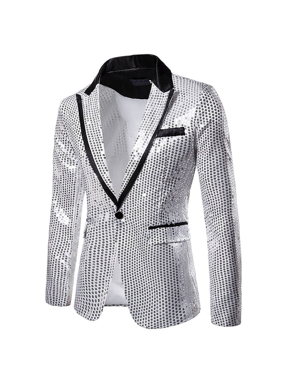 Mens Tails Slim Fit Tailcoat Sequin Dress Coat Swallowtail Dinner Party Wedding Blazer Suit Jacket Silver L
