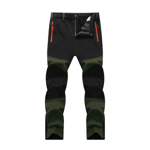 XFLWAM Mens Waterproof Hiking Pants Outdoor Snow Ski Fishing Fleece Lined Insulated Soft Shell Winter Windproof Cargo Pants Green 3XL