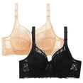thumbnail image 1 of XFLWAM Minimizer Bra for Women Plus Size Bra with Underwire Woman's Full Coverage Lace Bra Unlined Non Padded Bra 2 Packs, 1 of 4
