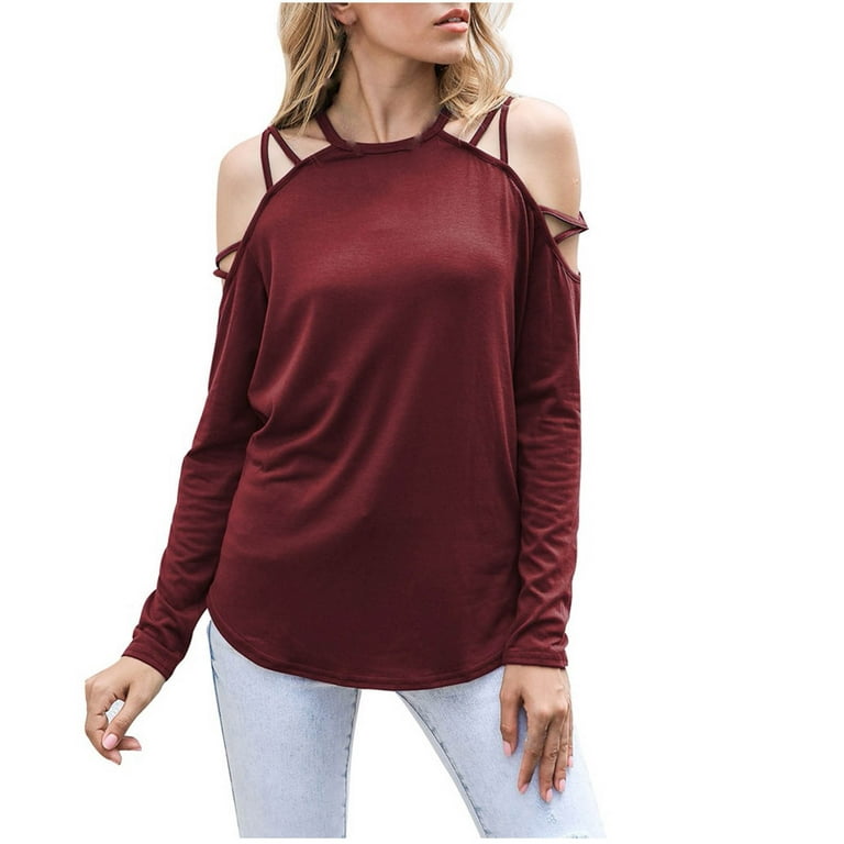 Cold shoulder criss cross top tunic sweater