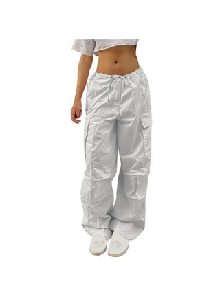 Aedceal Women's Parachute Pants Baggy Y2K Elastic Waist Wide Leg