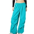 thumbnail image 1 of XFLWAM Parachute Pants for Women Y2k Cargo Pants Women Baggy Drawstring High Rise Straight Leg Baggy Pants Jogger Sweatpants, 1 of 9