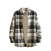 XFLWAM Plaid Button Down Shirts for Men Fashion Long Sleeve Lapel Top Casual Fall Spring Work Shacket Office Shirts