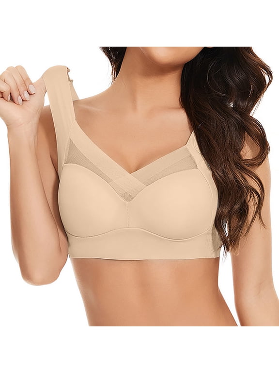 Plus Size Bras for Women Full Cup Seamless Push Up Shaping Wire Free Everyday Bra