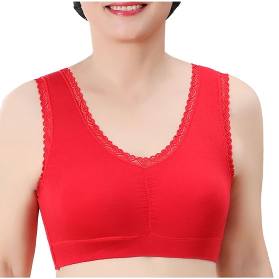 XFLWAM Plus Size Bras for Women Push Up Wide Strap Yoga Lace Stretchy Bras Comfortable Wireless Bras Breathable Bralette