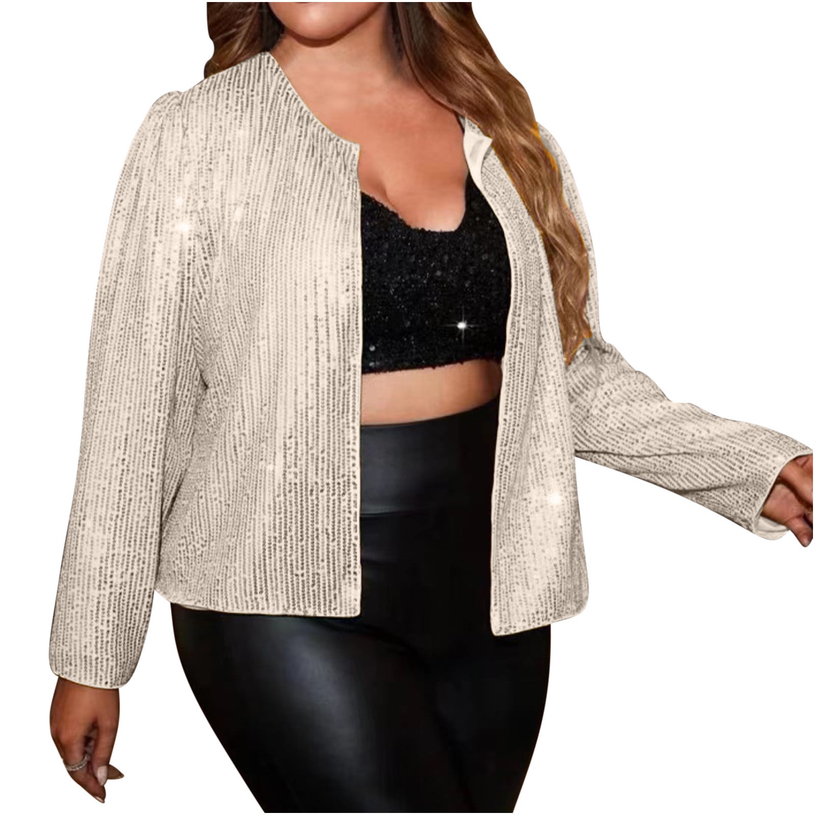 Lightweight Cardigans Sparkly Cardigan Plus Size Sequin Blazers - Main Image