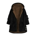thumbnail image 1 of XFLWAM Plus Size Winter Coats for Women Fleece Lined Faux Fur Parkas Jackets Button Fluffy Hooded Jackets Outerwear with Pockets Black-5 XXL, 1 of 4