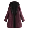 thumbnail image 1 of XFLWAM Plus Size Winter Coats for Women Fleece Lined Faux Fur Parkas Jackets Button Fluffy Hooded Jackets Outerwear with Pockets Wine Red-3 3XL, 1 of 4