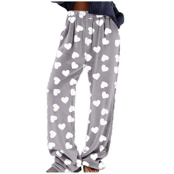 XFLWAM Plush Pajama Pants for Women Fluffy Fleece Lounge Pants Fuzzy Warm Pj Bottoms Star Graphic Flannel Loungewear Trousers