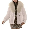 thumbnail image 1 of XFLWAM Puffer Jacket Womens Plus Size Zip up Faux Fur Collar Padded Coat Long Sleeve Thermal Outwear Quilted Down Coat with Pockets, 1 of 7