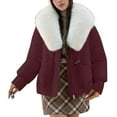 thumbnail image 1 of XFLWAM Puffer Jacket Womens Plus Size Zip up Faux Fur Collar Padded Coat Long Sleeve Thermal Outwear Quilted Down Coat with Pockets, 1 of 7