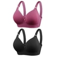 thumbnail image 1 of XFLWAM Push Up Bras for Women,No Underwire Full Coverage Bras for Older Women Valentine Day Plus Size Wireless Everyday Bra 2 Pack, 1 of 6