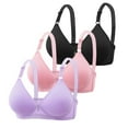 thumbnail image 1 of XFLWAM Push Up Bras for Women No Underwire Seamless Lace Wireless Comfort Everyday Bras Full Coverage Adjustable Breathable Bra 3 Pack, 1 of 3