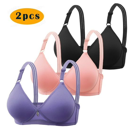 XFLWAM Push Up Bras for Women No Underwire Seamless Lace Wireless Comfort Everyday Bras Full Coverage Adjustable Breathable Bra 3 Pack