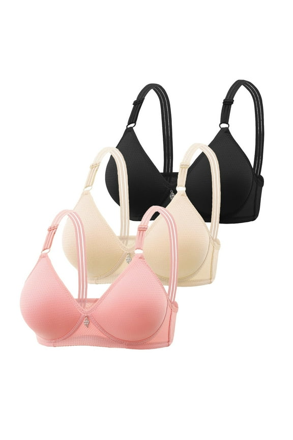 Push Up Bras for Women No Underwire Seamless Lace Wireless Comfort Everyday Bras Full Coverage Adjustable Breathable Bra 3 Pack